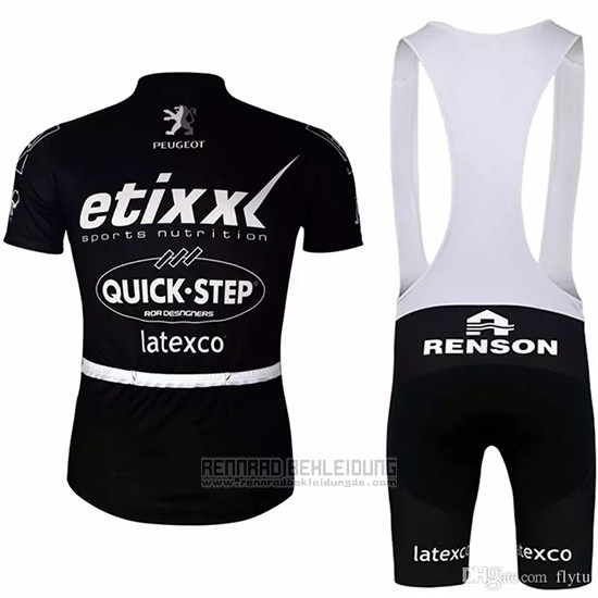 2018 Fahrradbekleidung Etixx Quick Step Shwarz Trikot Kurzarm und Tragerhose